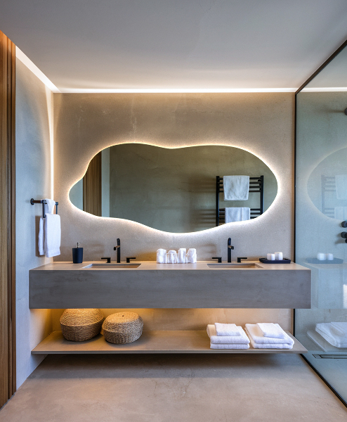 Led backlit mirror pebble shape 35x80 cm