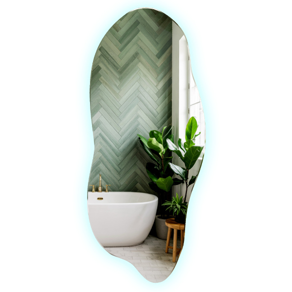 Led backlit mirror pebble shape 40x90 cm