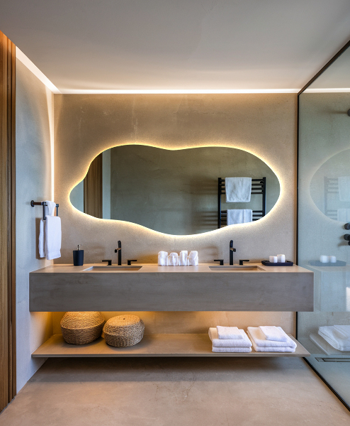 Led backlit mirror pebble shape 40x90 cm