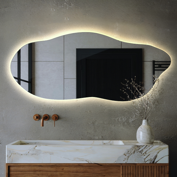 Led backlit mirror pebble shape 40x90 cm