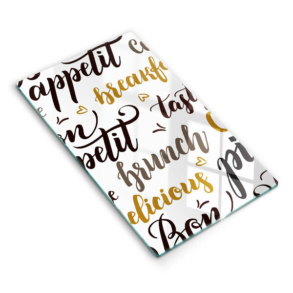 Cutting board Text Bon Appetit