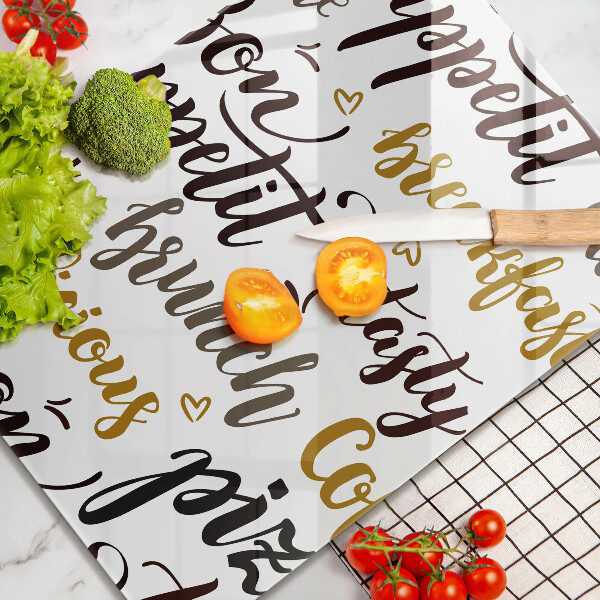 Cutting board Text Bon Appetit