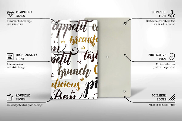 Cutting board Text Bon Appetit