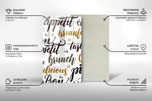 Cutting board Text Bon Appetit