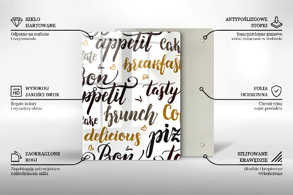 Cutting board Text Bon Appetit