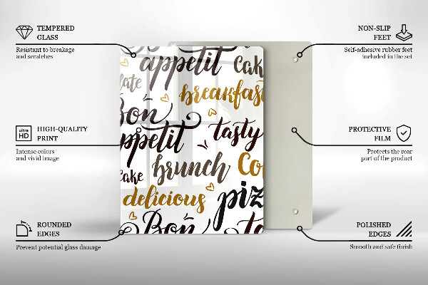 Cutting board Text Bon Appetit