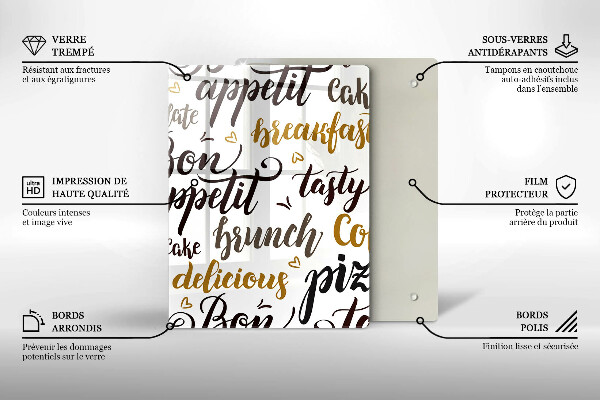 Cutting board Text Bon Appetit