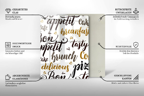 Cutting board Text Bon Appetit