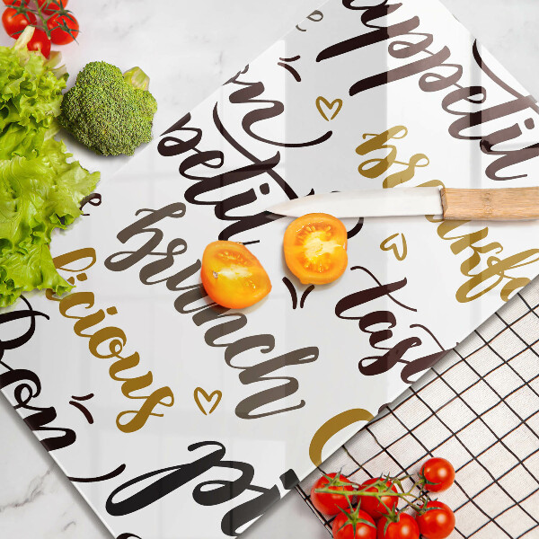 Cutting board Text Bon Appetit