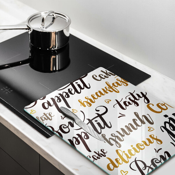Cutting board Text Bon Appetit