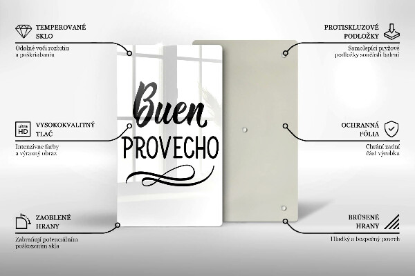 Glass worktop saver The inscription Buen Provecho