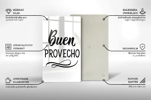Glass worktop saver The inscription Buen Provecho