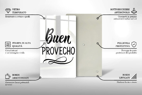 Glass worktop saver The inscription Buen Provecho