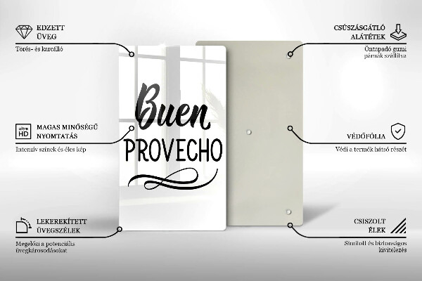 Glass worktop saver The inscription Buen Provecho