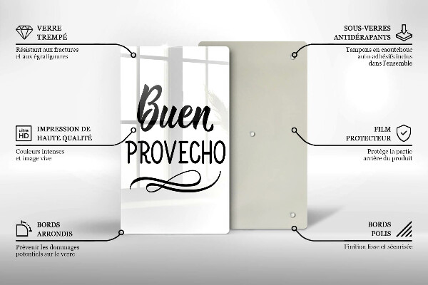 Glass worktop saver The inscription Buen Provecho