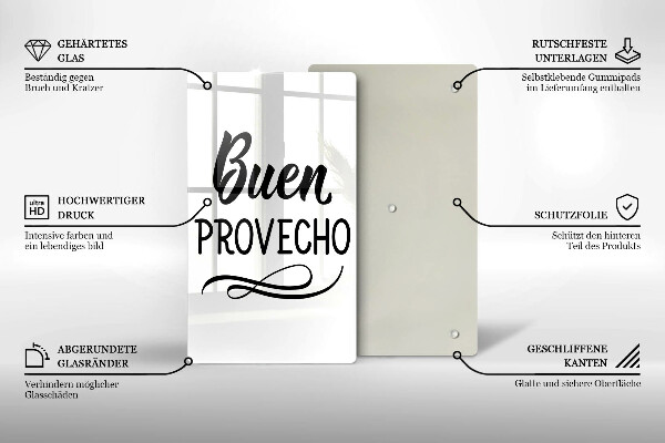 Glass worktop saver The inscription Buen Provecho