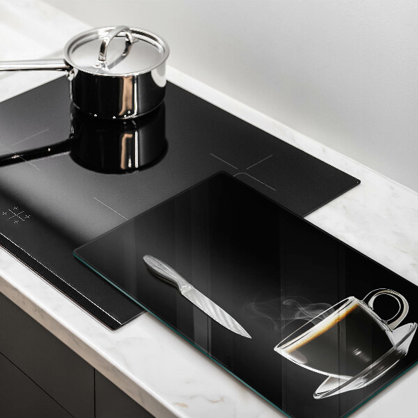 Glass worktop saver A glass of hot coffee