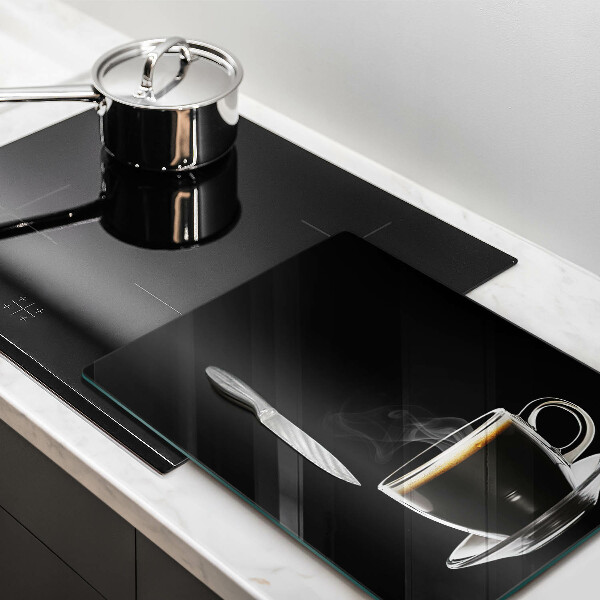 Glass worktop saver A glass of hot coffee