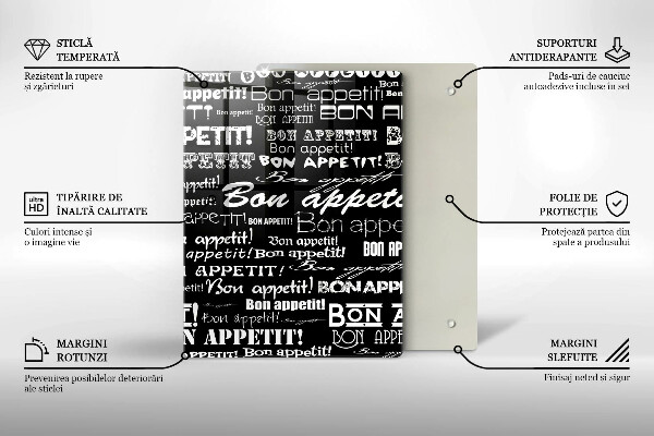 Cutting board Kitchen text Bon Appetit