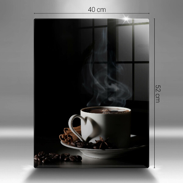 Cutting board A cup of hot coffee