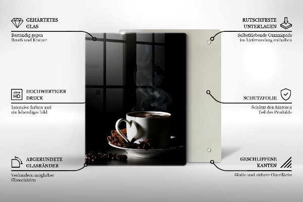 Cutting board A cup of hot coffee