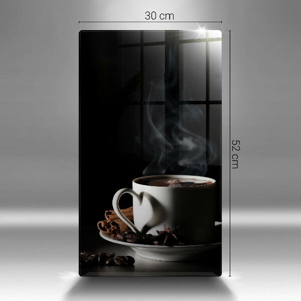 Cutting board A cup of hot coffee