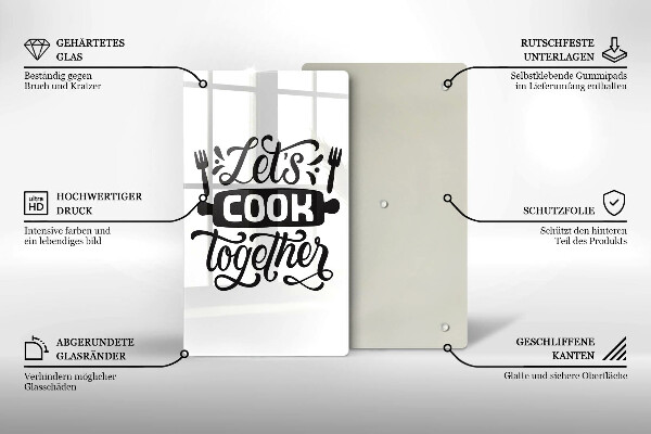 Cutting board The inscription Let's Cook Together