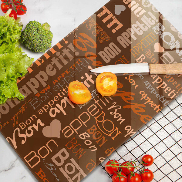 Cutting board Text Bon Appetit