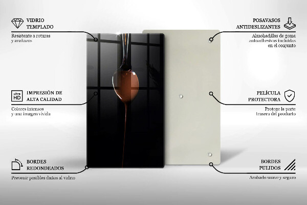 Glass worktop saver Spoon of chocolate