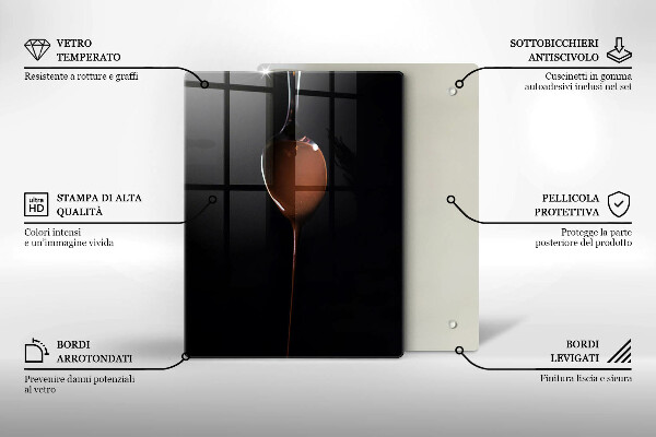 Glass worktop saver Spoon of chocolate