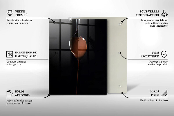 Glass worktop saver Spoon of chocolate