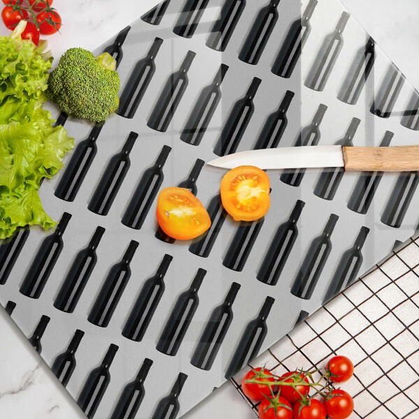 Glass worktop saver Black bottles of wine