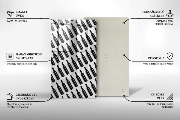 Glass worktop saver Black bottles of wine