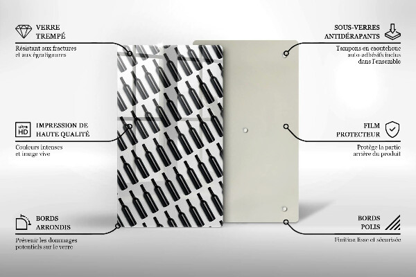 Glass worktop saver Black bottles of wine