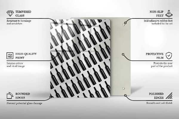 Glass worktop saver Black bottles of wine