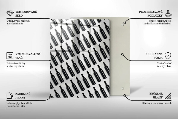 Glass worktop saver Black bottles of wine