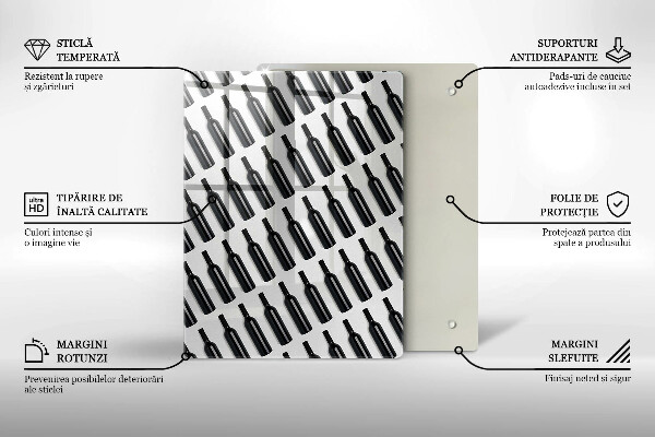 Glass worktop saver Black bottles of wine