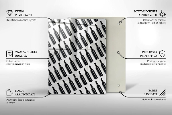 Glass worktop saver Black bottles of wine