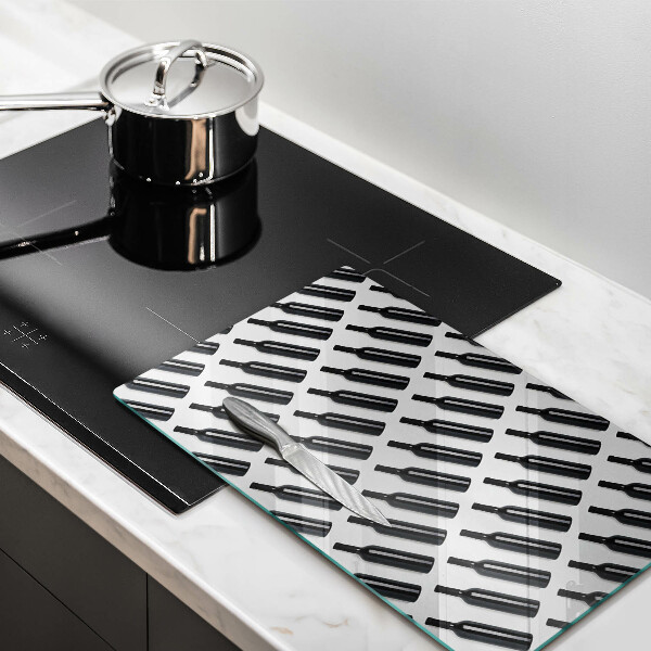 Glass worktop saver Black bottles of wine