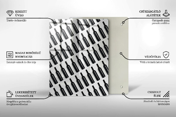 Glass worktop saver Black bottles of wine