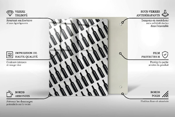 Glass worktop saver Black bottles of wine