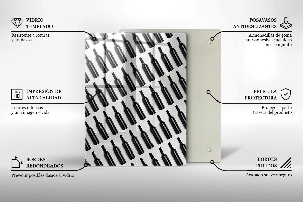 Glass worktop saver Black bottles of wine