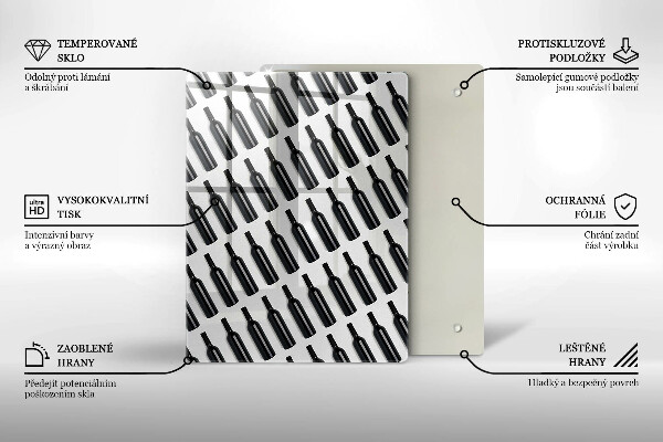 Glass worktop saver Black bottles of wine