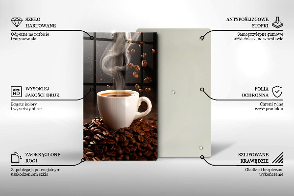 Glass worktop saver Hot cup of coffee