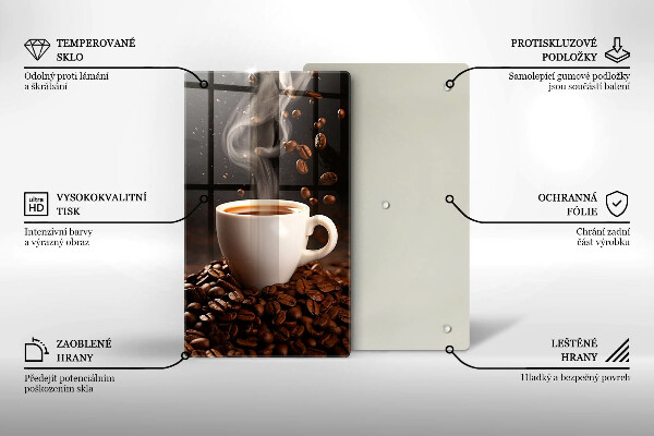 Glass worktop saver Hot cup of coffee