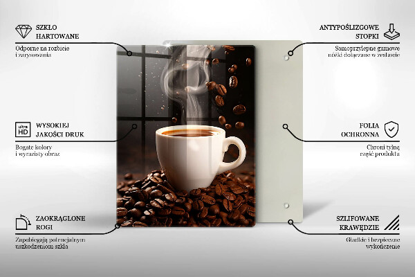 Glass worktop saver Hot cup of coffee