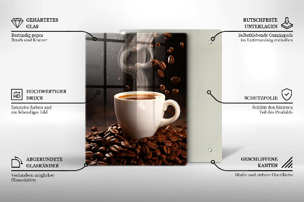 Glass worktop saver Hot cup of coffee