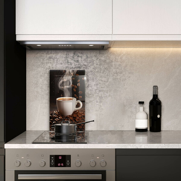 Glass worktop saver Hot cup of coffee