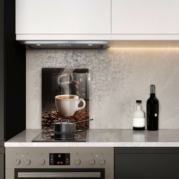 Glass worktop saver Hot cup of coffee