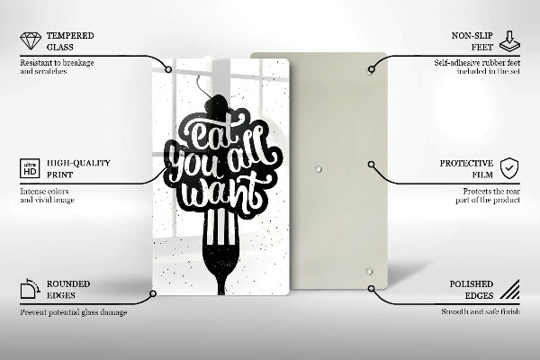 Glass worktop saver The inscription Eat You All Want